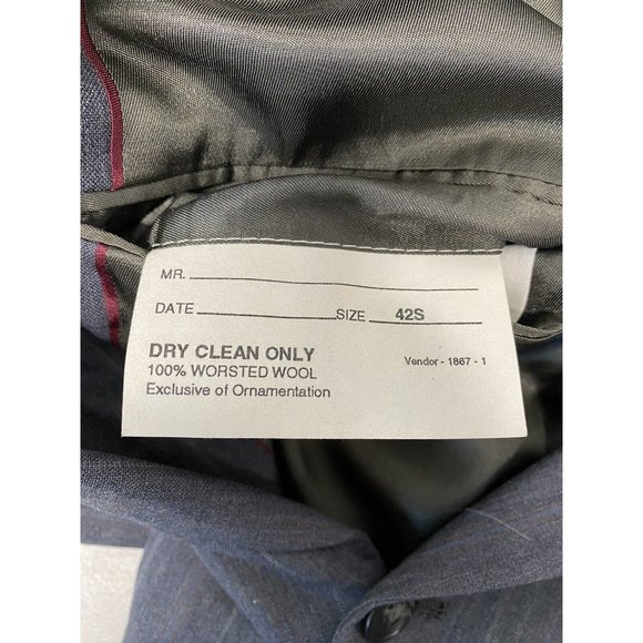 Stafford USA Made Gray Blue 100% Wool Striped 2 Button Jacket Blazer Men’s 42S - Picture 11 of 12